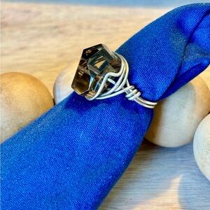 Faceted Smoky Quartz wire wrapped Statement ring